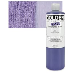 Golden Fluid Acrylic - Ultramarine Violet, 16 oz bottle and swatch