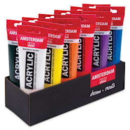 Amsterdam Standard Series Acrylics - Set of 12, Assorted, 120 ml tubes with packaging lid removed