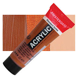 Amsterdam Standard Series Acrylic - Burnt Sienna, 20 ml Tube and swatch