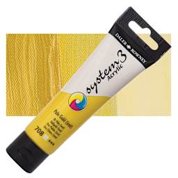 Daler-Rowney System3 Acrylic - Pale Gold Hue, 59 ml tube and swatch