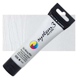 Daler-Rowney System3 Acrylic - Zinc Mix White, 59 ml tube and swatch