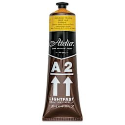 Chroma A2 Student Acrylics - Cadmium Yellow Deep Hue, 120 ml tube, front