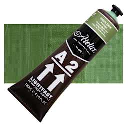 Chroma A2 Student Acrylic - Green Oxide Hue, 120 ml tube and swatch