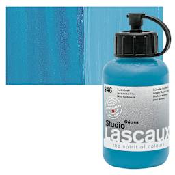 Lascaux Studio Acrylic - Turquoise Blue, 85 ml bottle and swatch