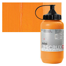 Lascaux Artist Acrylic - Cadmium Orange Light, 390 ml Bottle and swatch