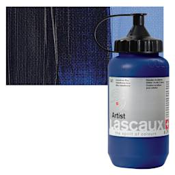 Lascaux Artist Acrylic - Indanthrone Blue, 390 ml Bottle and swatch