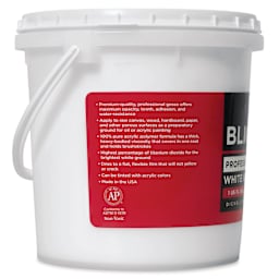 Blick Artists Acrylic Gesso - Professional White, Gallon tub, side view with product information
