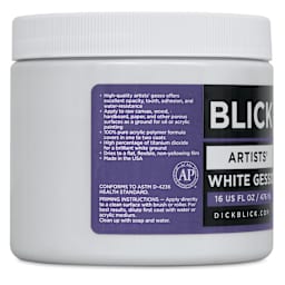 Blick Artists Acrylic Gesso - White, 16 oz jar, side label product information