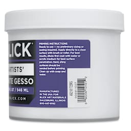 Blick Artists Acrylic Gesso - White, Quart Jar, side label instructions