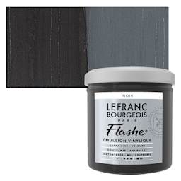 Lefranc & Bourgeois Flashe Vinyl Paint - Black, 125 ml jar and swatch