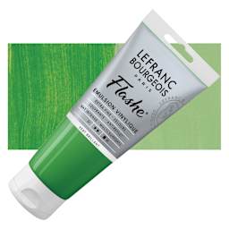 Lefranc & Bourgeois Flashe Vinyl Paint - Brilliant Green, 80 ml tube and swatch