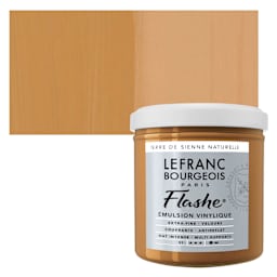 Lefranc & Bourgeois Flashe Vinyl Paint - Raw Sienna, 125 ml jar and swatch