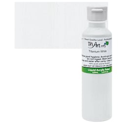 Tri-Art Liquid Artist Acrylic - Titanium White, 120 ml bottle and swatch