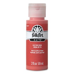FolkArt Matte Acrylic Paint - Fire Coral, 2 oz, Bottle (Front)