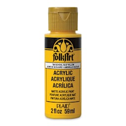 FolkArt Matte Acrylic Paint - School Bus Yellow, 2 oz, Bottle (Front)