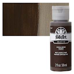 FolkArt Matte Acrylic Paint - Real Brown, 2 oz, Bottle and swatch