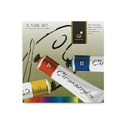 Chromacryl Students' Acrylics - Set of 5 Colors, 2.5 oz, Tubes (Front of packaging)