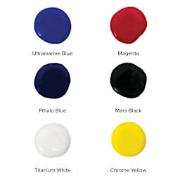 Blickrylic Student Acrylics - Mixing Color Set, Pack of 6 Colors samples