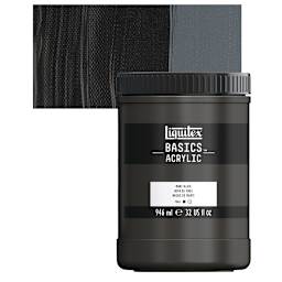 Liquitex Basics Acrylic Paint - Mars Black, 32 oz jar and swatch