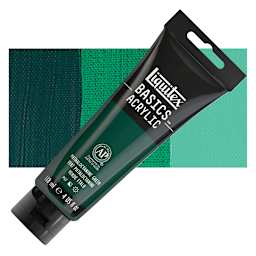 Liquitex Basics Acrylic Paint - Phthalo Green, 4 oz tube and swatch