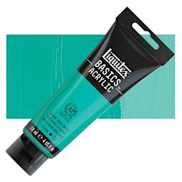 Liquitex Basics Acrylic Paint - Bright Aqua Green, 4 oz tube and swatch