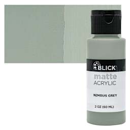Blick Matte Acrylic - Nimbus Gray, 2 oz bottle and swatch