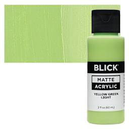 Blick Matte Acrylic - Yellow Green Light, 2 oz bottle and swatch