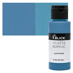 Blick Matte Acrylic - Sapphire, 2 oz bottle and swatch