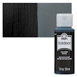 FolkArt Outdoor Acrylic Paint - Licorice, 2 oz, Bottle and Swatch