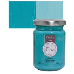 Fleur Chalky Look Paint - Malaysia Blue, 4.4 oz jar and swatch