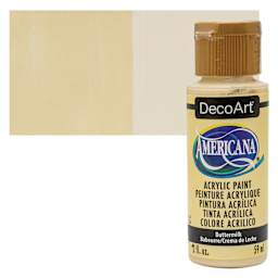 DecoArt Americana Acrylic Paint - Buttermilk, 2 oz bottle and swatch