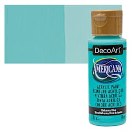 DecoArt Americana Acrylic Paint - Bahama Blue, 2 oz bottle and swatch