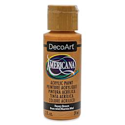DecoArt Americana Acrylic Paint - Honey Brown, 2 oz (Front of bottle)