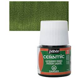 Pebeo Ceramic Paint - Leaf Green, 45 ml bottle and swatch