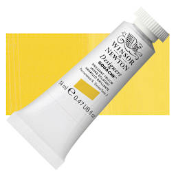 Winsor & Newton Designers Gouache - Brilliant Yellow, 14 ml tube and swatch