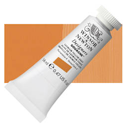 Winsor & Newton Designers Gouache - Cadmium Yellow Deep, 14 ml tube and swatch