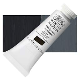 Winsor & Newton Designers Gouache - Jet Black, 14 ml tube and swatch