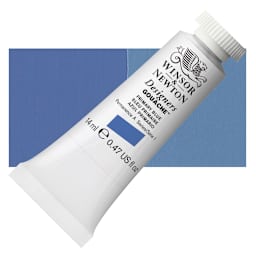 Winsor & Newton Designers Gouache - Primary Blue, 14 ml tube and swatch