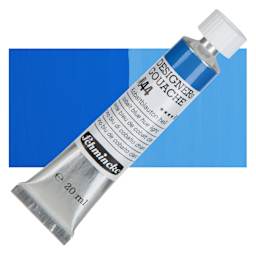 Schmincke Designers Gouache - Cobalt Blue Hue Light, 20 ml Tube and swatch