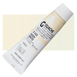 Holbein Acrylic Gouache - Ivory White, 20 ml tube and swatch