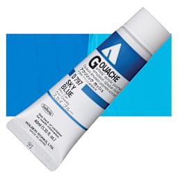 Holbein Acrylic Gouache - Sky Blue, 40 ml tube and swatch