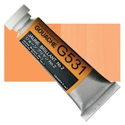 Holbein Artists' Gouache - Jaune Brilliant 2, 15 ml tube and swatch