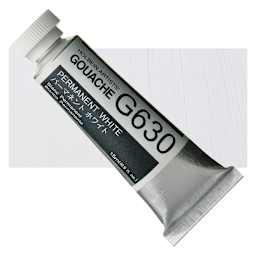 Holbein Artists' Gouache - Permanent White, 15 ml tube and swatch