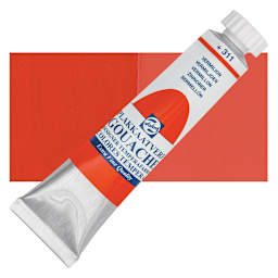 Royal Talens Gouache - Vermilion, 20 ml tube and swatch
