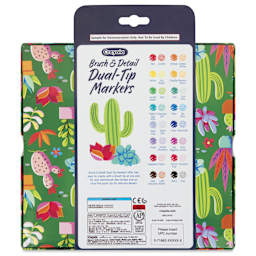 Crayola Brush and Detail Dual Ended Markers, back of the packaging