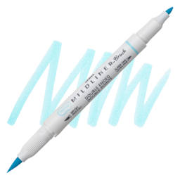 Zebra Mildliner Double Ended Brush Pen - Blue, swatch and marker