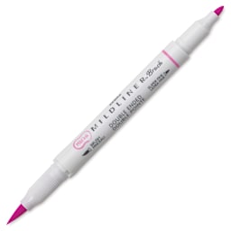 Zebra Mildliner Double Ended Brush Pen - Fuchsia, caps off
