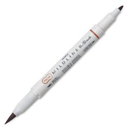 Zebra Mildliner Double Ended Brush Pen - Brown, caps on