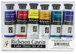 Richeson Casein Paint The Shiva Series - front view of Package of Color Theory set  of 6 colors