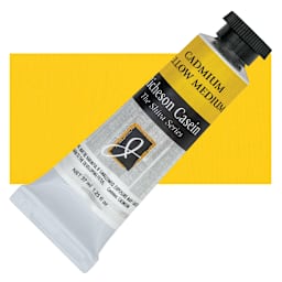 Richeson Casein Paint the Shiva Series - Cadmium Yellow Medium, 37 ml tube and swatch